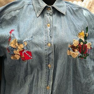 Holiday Bears Denim Shirt, Sz. M